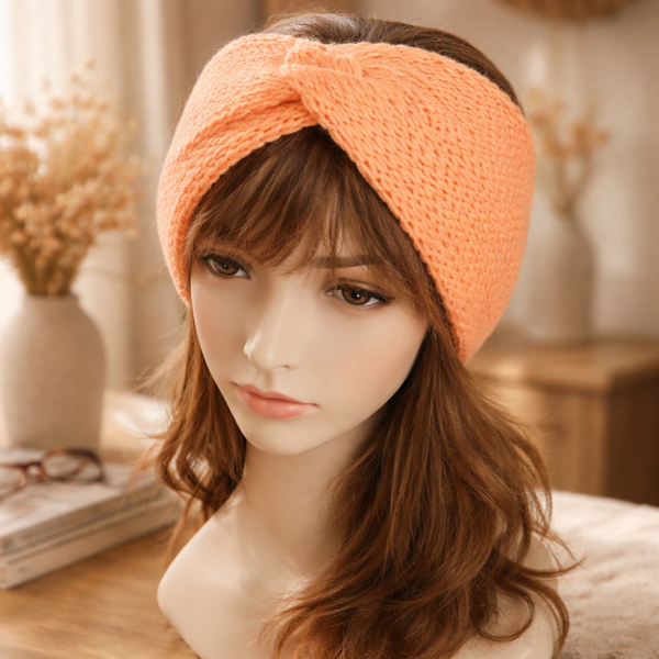 Breites Stirnband in Orange – sehr kuschelig