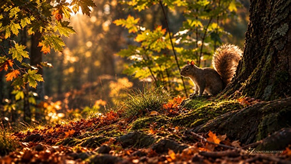 Autumn Squirrel Desktop Wallpaper