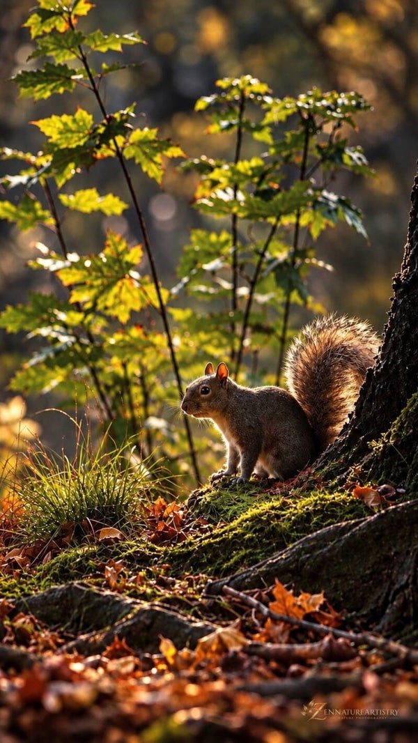 Autumn Squirrel - Phone wallpaper
