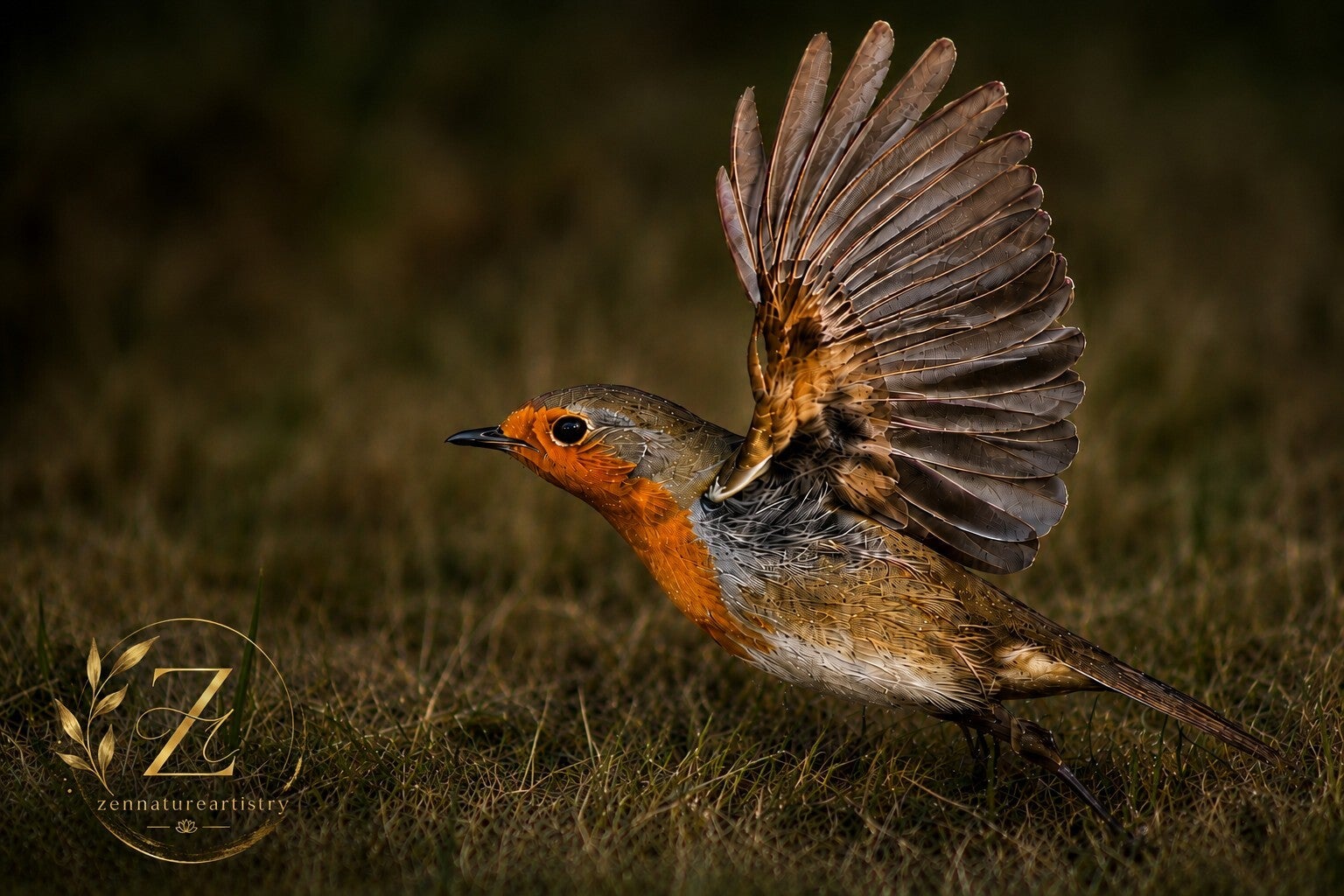 Robin Spreading Its Wings