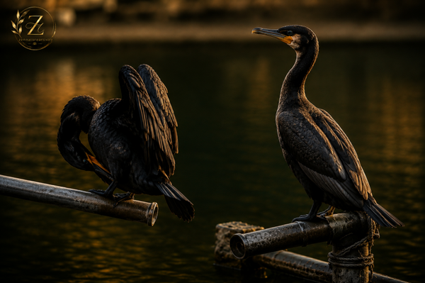 Two Great Cormorants Sitting
