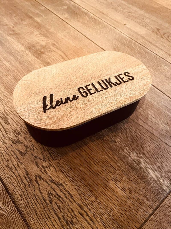 Voorraaddoos met tekst