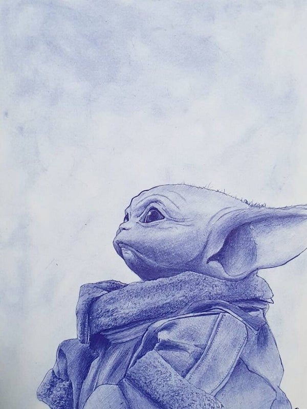 Grogu "The Mandalorian" - Stylo sur papier A4