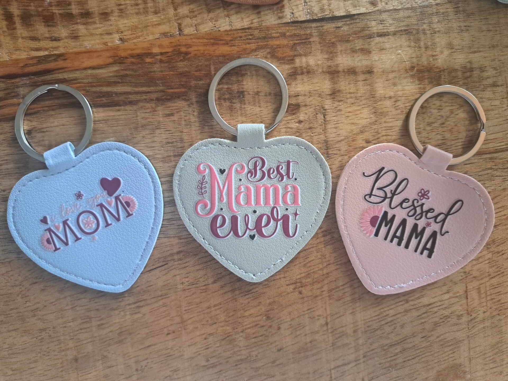 Leren hart sleutelhanger met tekst