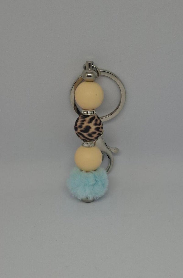Sleutelhanger met siliconen kralen en tijgerprint