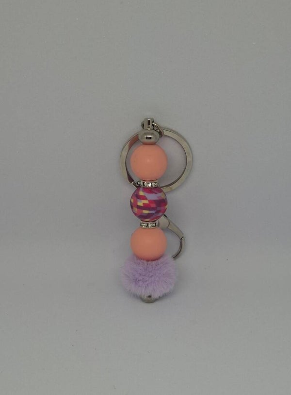 Sleutelhanger met sileconen kralen en rhinestone spacers