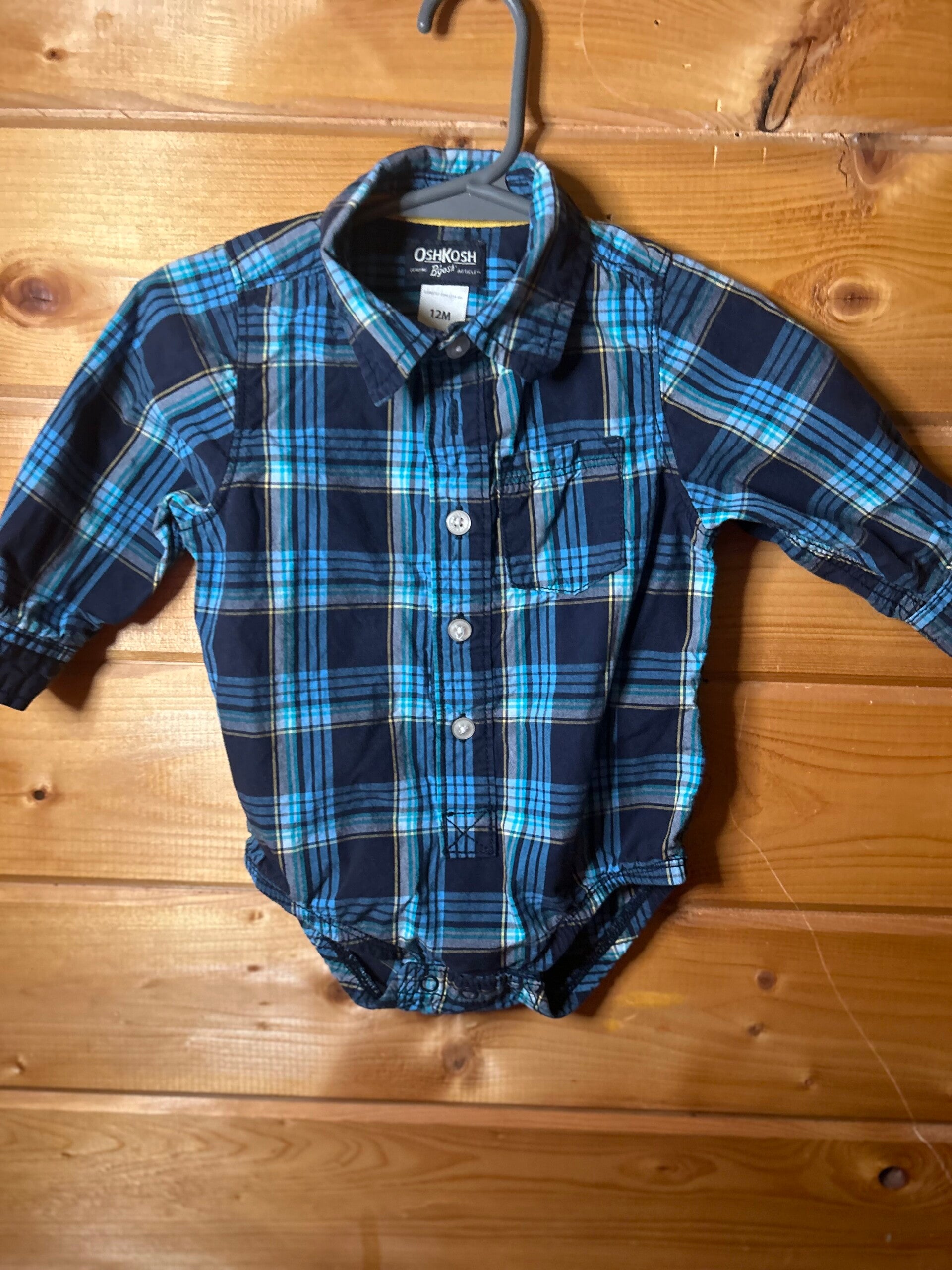 👔 OshKosh Plaid Button-Up Bodysuit 👔