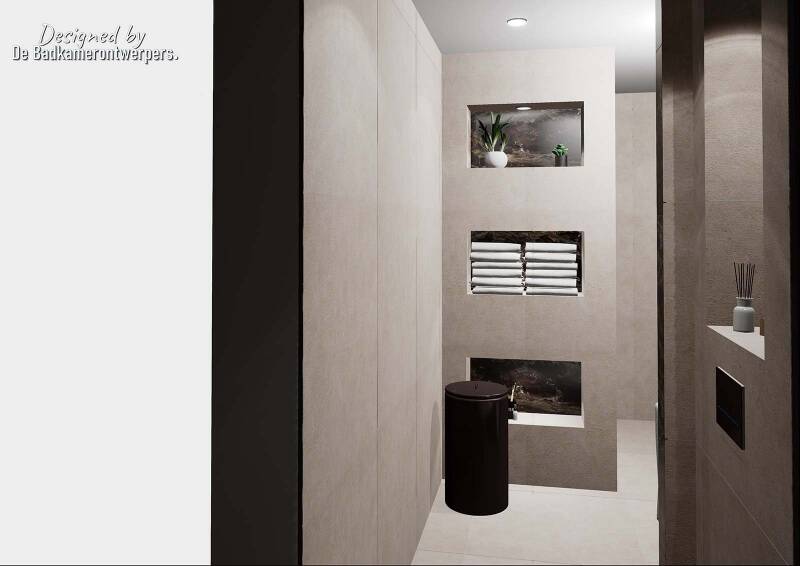 Badkamer OntweBadkamer Ontwerpen - Appartement Zoetermeer - Stijl Design - 10,56 m2 - Zijaanzicht  badmand