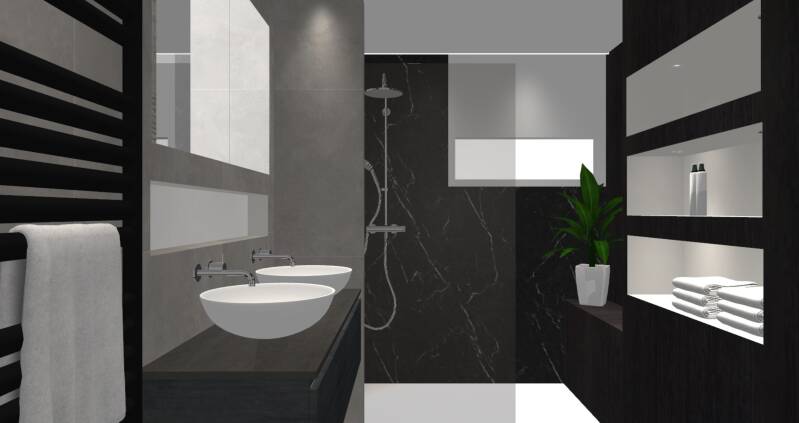 Badkamer Ontwerpen - Dubbelwoning Maastricht - Stijl boohemien-design - 7,2 m2 - Zijaanzicht radiator