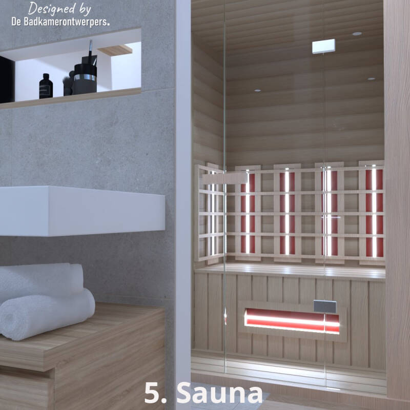 Sauna met Infra Rood in badkamer