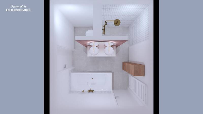 Badkamer Ontwerpen - Geschakelde woning Abcoude - Stijl basic-natuur  - 8,37 m2 - Bovenaanzicht