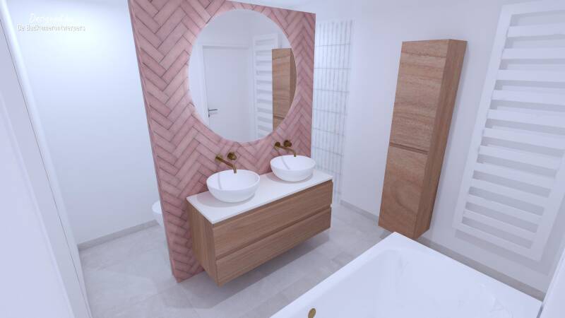 Badkamer Ontwerpen - Geschakelde woning Abcoude - Stijl basic-natuur  - 8,37 m2 - Zijaanzicht