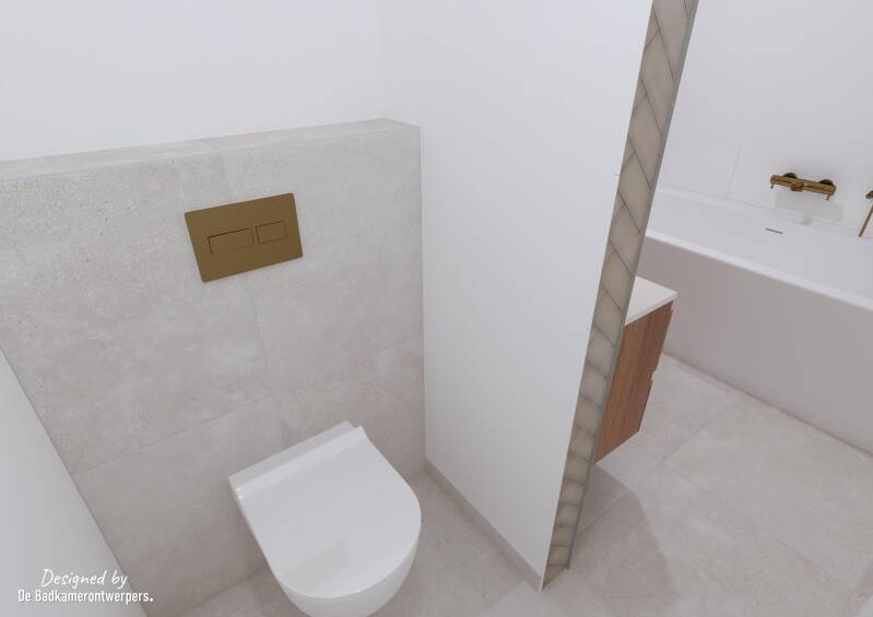 Badkamer Ontwerpen - Geschakelde woning Abcoude - Stijl basic-natuur  - 8,37 m2 - Zijaanzicht