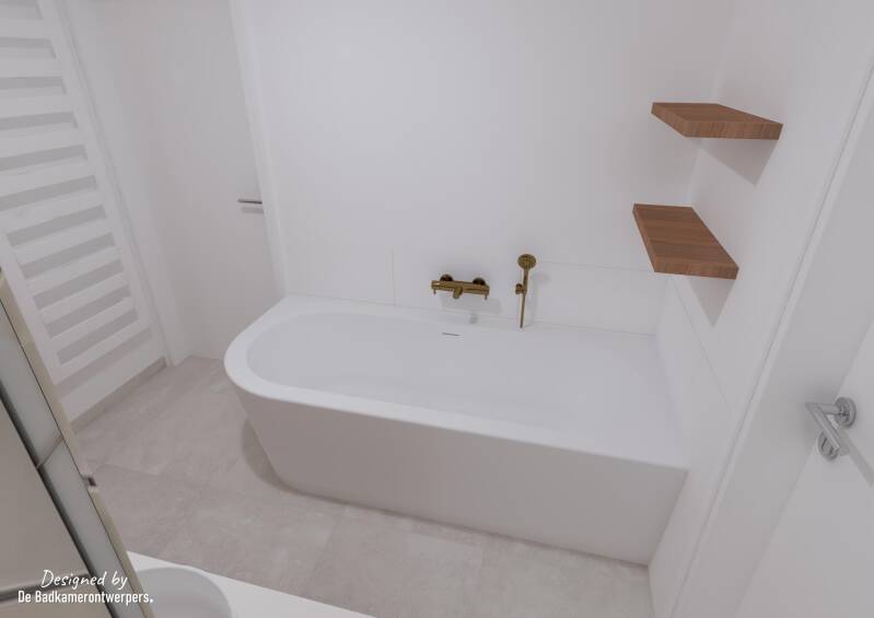 Badkamer Ontwerpen - Geschakelde woning Abcoude - Stijl basic-natuur  - 8,37 m2 - Zijaanzicht