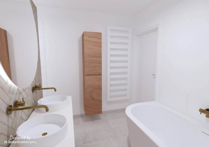 Badkamer Ontwerpen - Geschakelde woning Abcoude - Stijl basic-natuur  - 8,37 m2 - Zijaanzicht