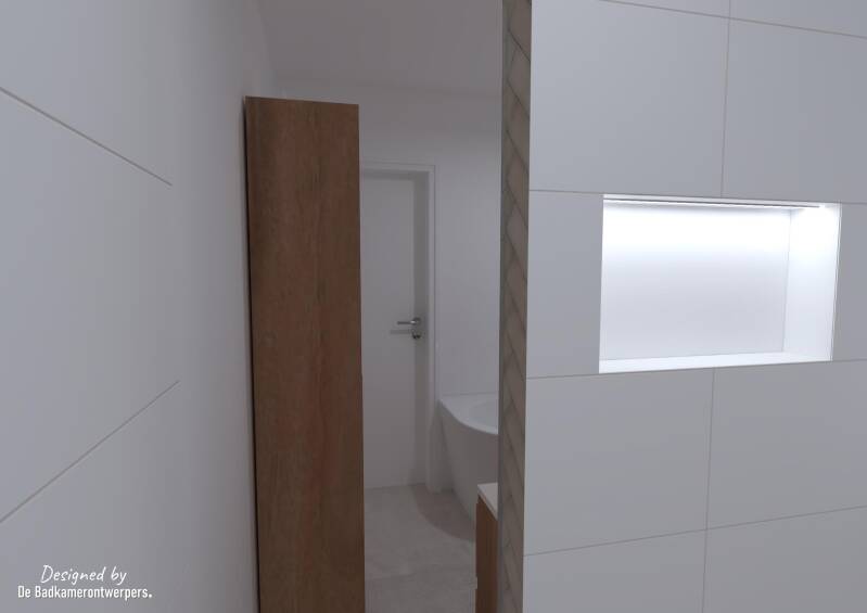 Badkamer Ontwerpen - Geschakelde woning Abcoude - Stijl basic-natuur  - 8,37 m2 - Zijaanzicht