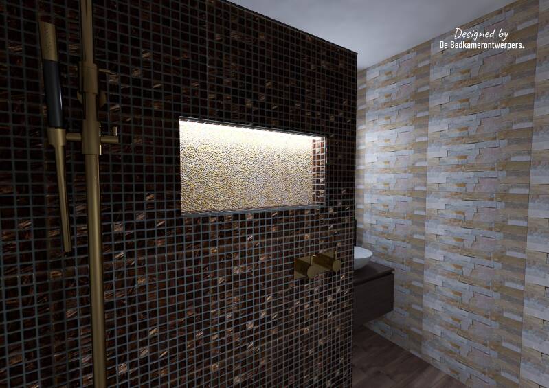 Badkamer Ontwerpen - Boerderij Opijnen- Stijl Luxe uitstraling - 14,9 m2 - Nis in douche