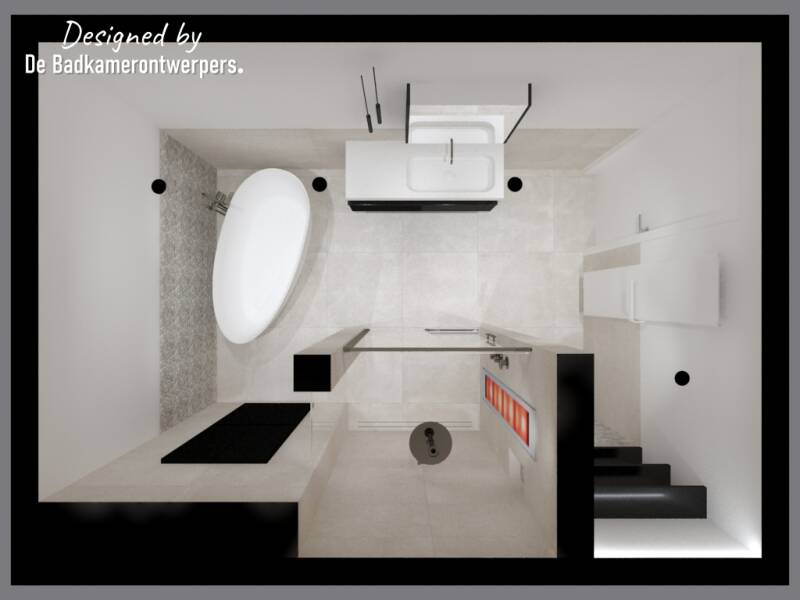 Badkamer Ontwerpen - Appartement Beverwijk - Stijl design - 10,8 m2 - Bovenaanzicht