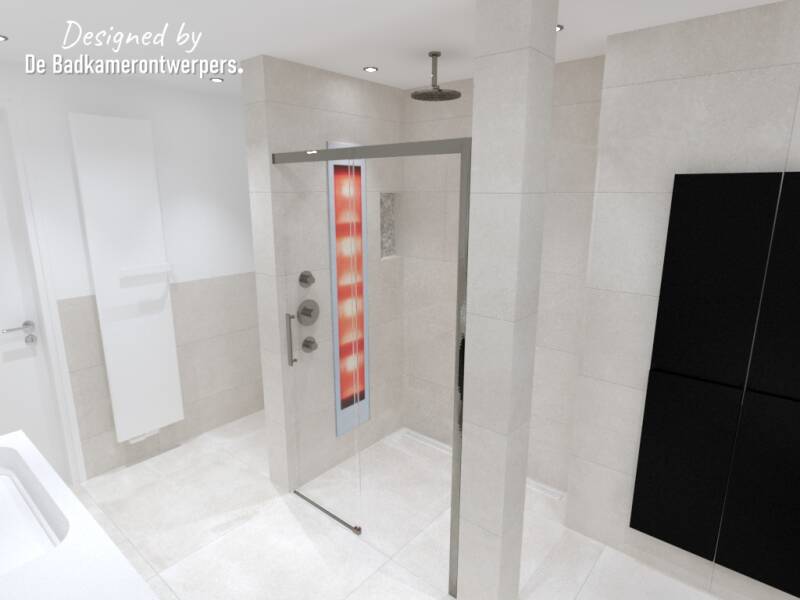 Badkamer Ontwerpen - Appartement Beverwijk - Stijl design - 10,8 m2 - Zijaanzicht