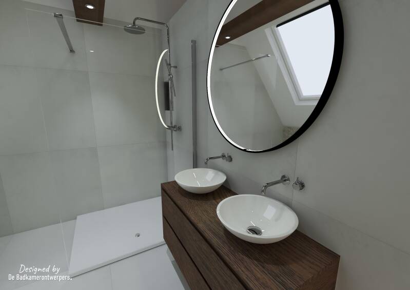 Badkamer-Slaapkamer en suite  Ontwerpen - Hoekwoning Berkel en Rodenrijs - Stijl basic / romatiek - 40 m2 - Zijaanzicht douche