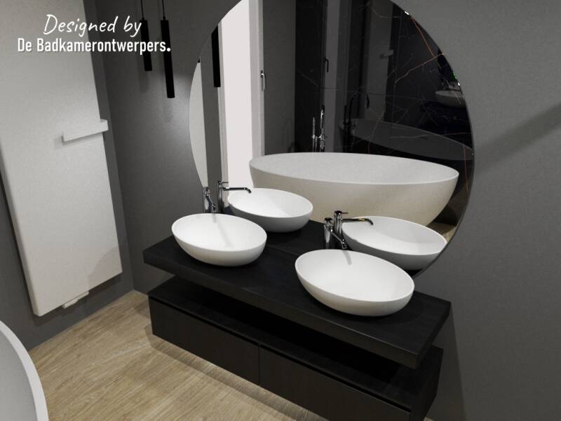 Badkamer Ontwerpen - Twee onder een kap Voorburg - Stijl design/hotel chique - 9 m2 - Zijaanzicht