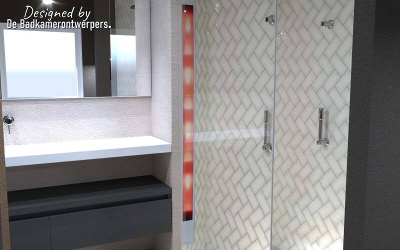 Badkamer-Slaapkamer en suite  Ontwerpen - Vrijstaande woning Hansweert - Stijl design / natuur - 25,31 m2 - aanzicht sunshower