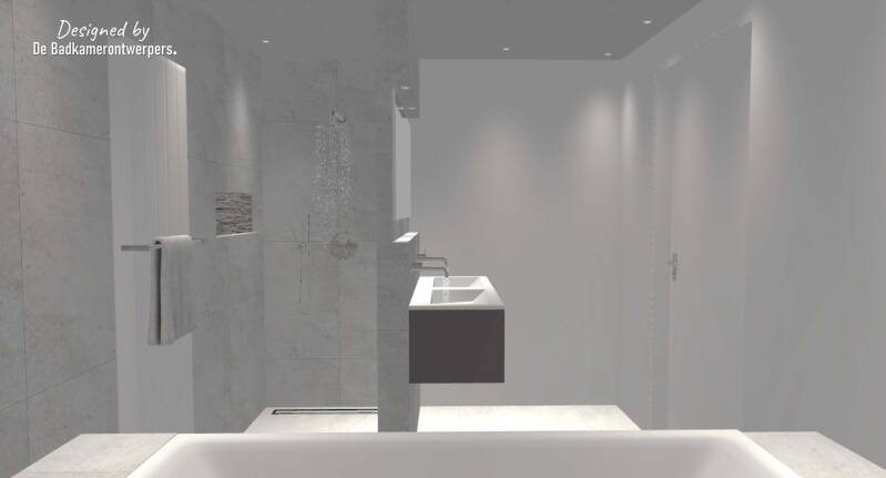 Badkamer Ontwerpen - Appartement Rotterdam - Stijl basic -design-natuur - 7,36 m2 - Zijaanzicht