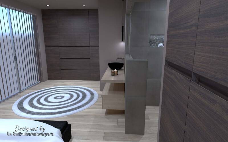 Badkamer Slaapkamer en suite - zijaanzicht inloop douche