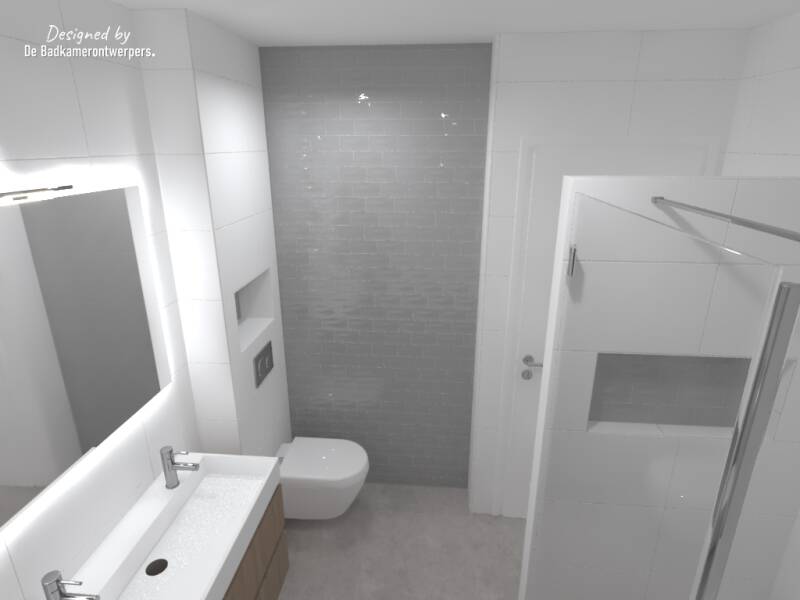 Badkamer Ontwerpen - Hoekwoning Utrecht - Stijl: Modern - 6,84 m2 - Zijaanzicht