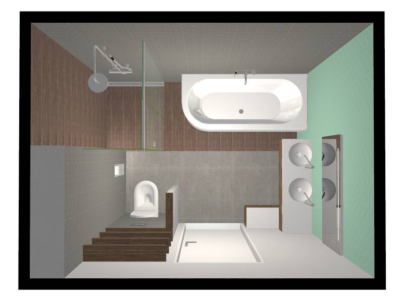 Badkamer Ontwerpen - Geschakelde woning Den Haag - Stijl Basic-Design-Natuur - 6,74 m2 - Bovenaanzicht