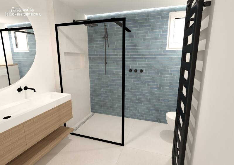 Badkamer Ontwerpen - Geschakelde woning Hoofddorp - Stijl basic-design - Scandinavisch - 8,5 m2 - Zijaanzicht