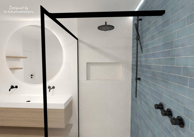 Badkamer Ontwerpen - Geschakelde woning Hoofddorp - Stijl basic-design - Scandinavisch - 8,5 m2 - Zijaanzicht