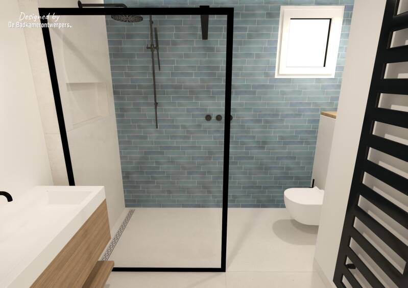 Badkamer Ontwerpen - Geschakelde woning Hoofddorp - Stijl basic-design - Scandinavisch - 8,5 m2 - Zijaanzicht