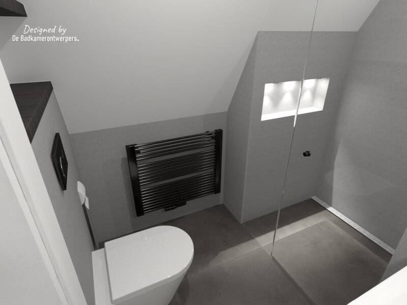 Badkamer Ontwerpen - vrijstaande woning Apeldoorn - Stijl basic - 3,54 m2 - Zijaanzicht