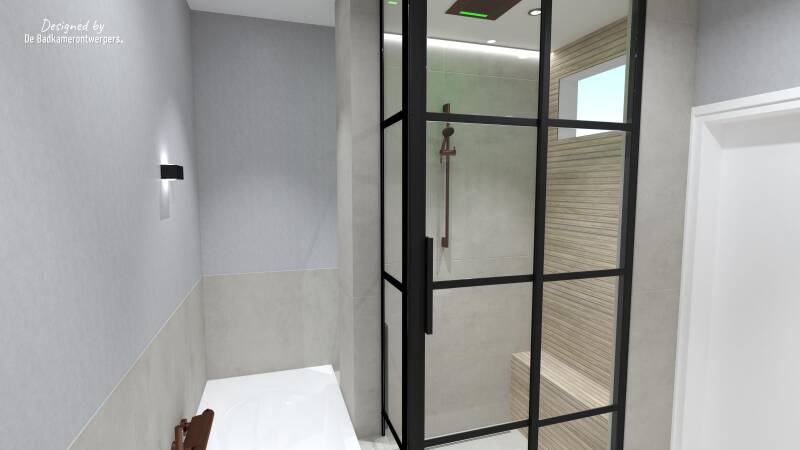 Badkamer Ontwerpen - Appartement Enschede - Stijl design/industrieel - 5,9 m2 - Zijaanzicht