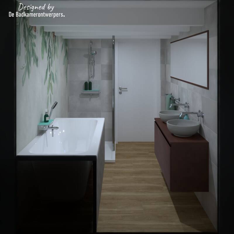 Douche met verlichte nis