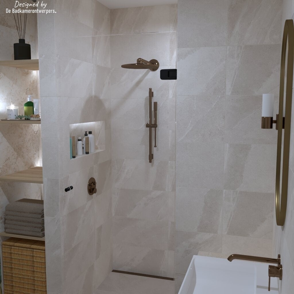 Mooie douche met inbouwnis