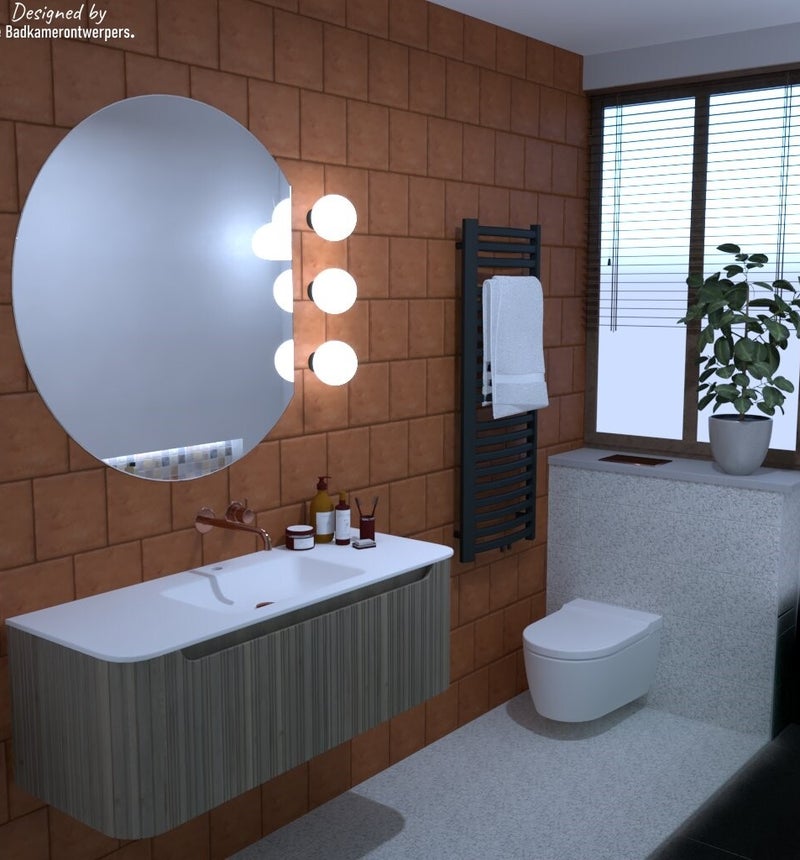 Design badkamer met nis boven bad