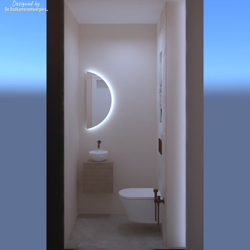 Badmeubel met halfronde spiegel