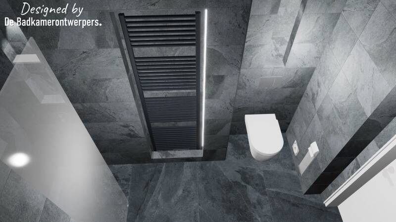 Badkamer Ontwerpen - geschakelde woning Bussum - Stijl basic - 5,61 m2 - Zijaanzicht