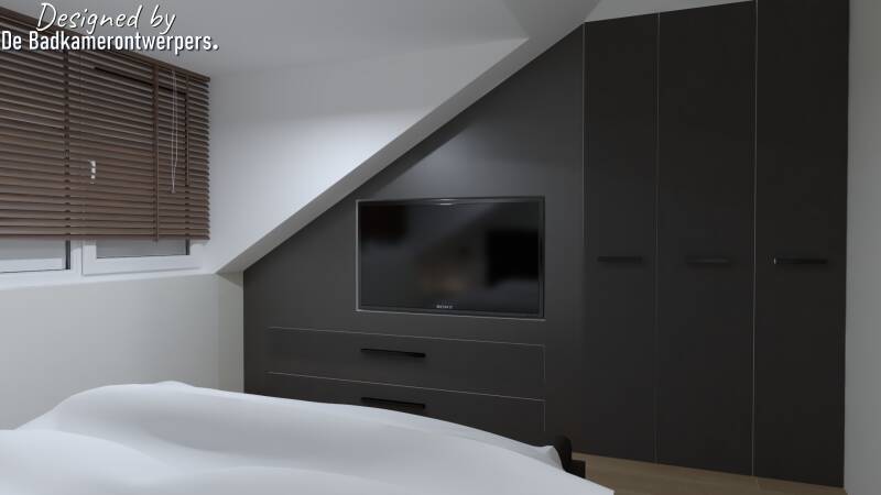 Badkamer-Slaapkamer en suite  Ontwerp schuine wand