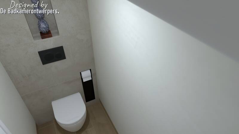 Badkamer-Slaapkamer en suite toilet m,et schuin dak