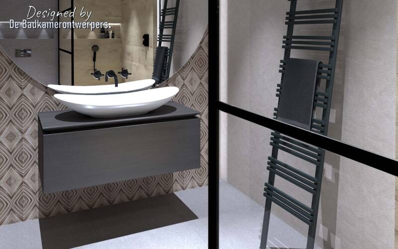 Ontwerp Badkamer - zijaanzicht detail badmeubel