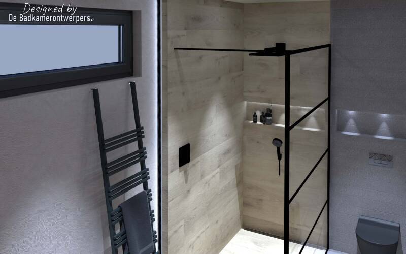 Ontwerp Badkamer - zijaanzicht detail douche