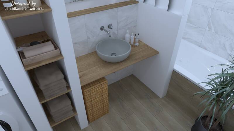 badmeubel met botkleurige wastafels