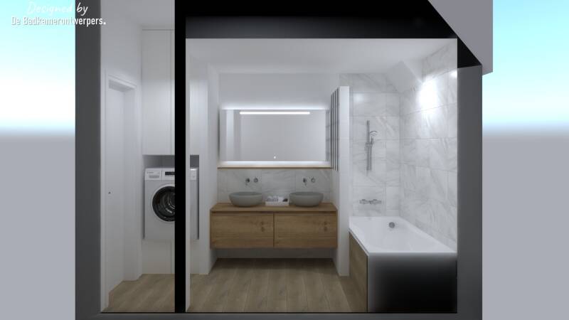 badkamer met verdeelde ruimtes