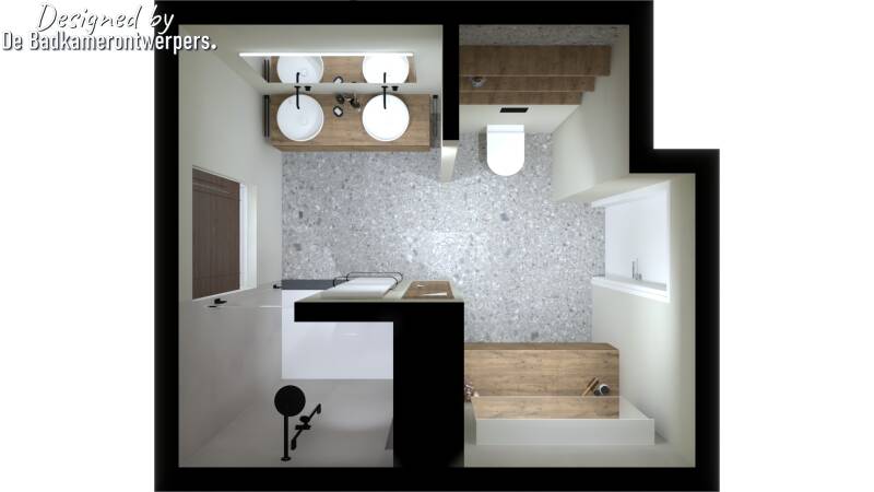 Badkamer Ontwerpen - Dubelwoning Lemmer - Stijl Design - 8,39 m2 - Bovenaanzicht