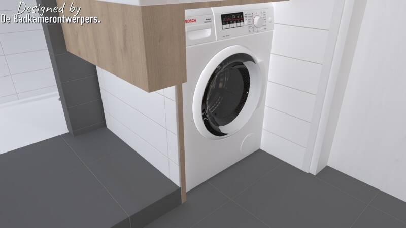 Badkamerindeling met wasmachine