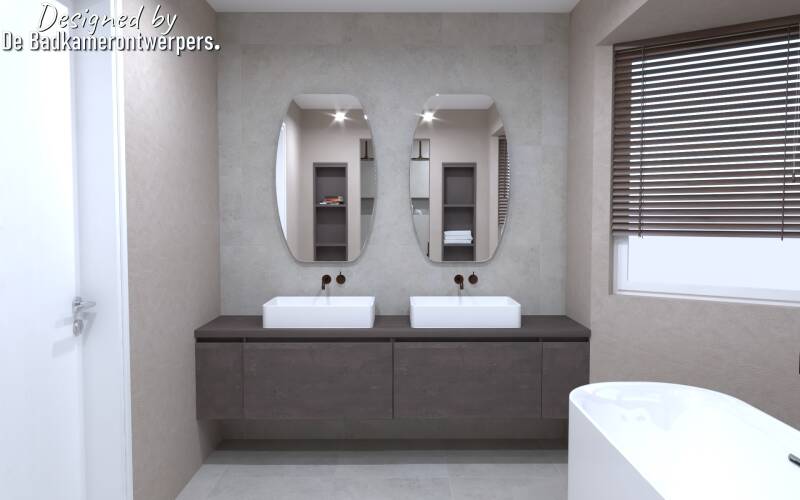 Badkamer Ontwerpen - Badmeubel  ovale spiegel