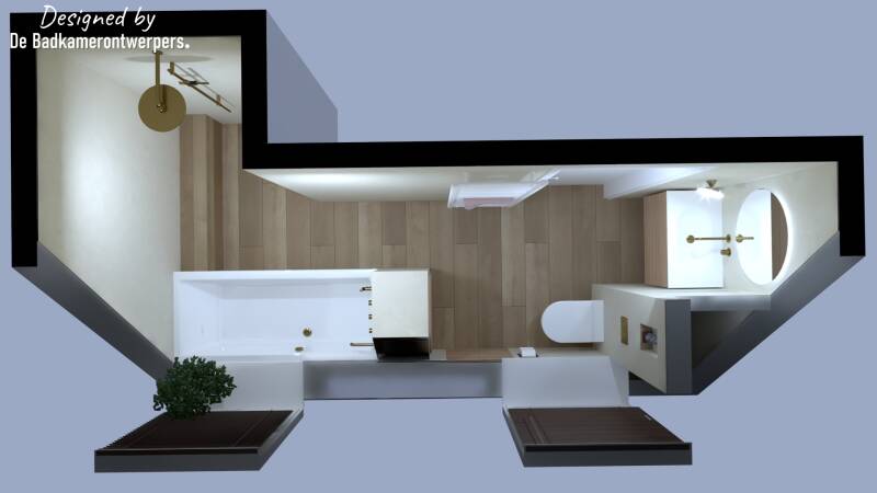 Badkamer met schuin dak